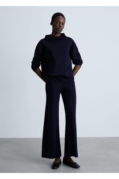 MANGO Woman Cotton Linen Knitwear Trousers