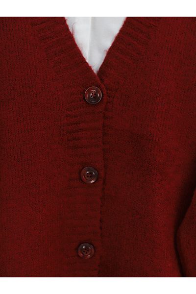 Modamorfo Buttoned Oversize Knitwear Cardigan - Claret Red