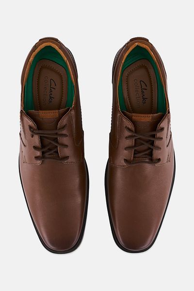 CLARKS حذاء رجالي رسمي منخفض الارتفاع بمقاس قياسي، بني