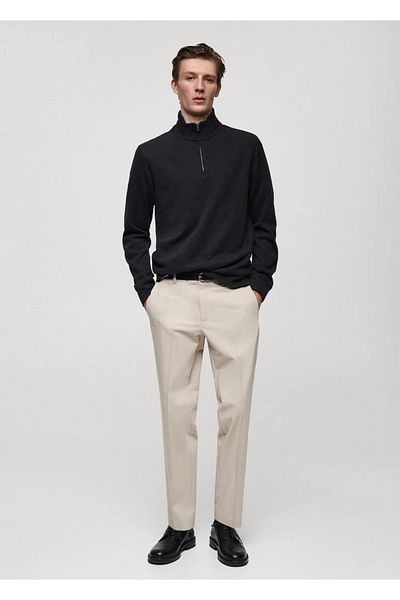 MANGO Man Ribbed Sweatshirt with Funnel Collar