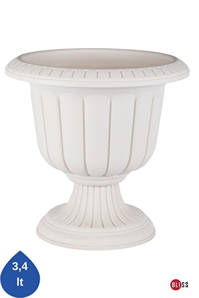 Bliss Nergiz Dekoratif Kırık Beyaz Ayaklı Saksı Plastik Çiçek Kapıönü Masa Sa...