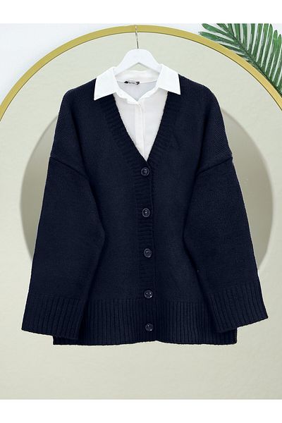 Modamorfo Oversize Laci Knitwear Cardigan - Buttoned