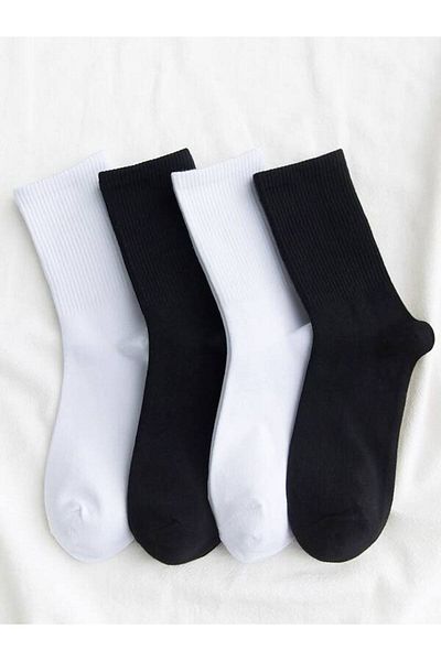 Sky Socks Комплект от 10 икономични черно-бели обикновени унисекс тенис чорапи