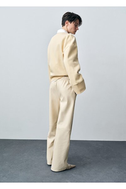 MANGO Woman Leather Look Wideleg Trousers