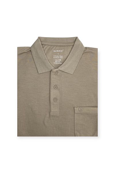 ercan triko Ανδρικό μπλουζάκι Polo Neck Pocket Earth Color 2141