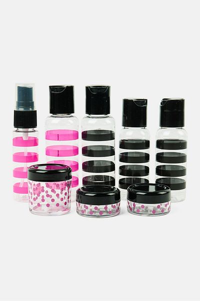 Miamica 12 Pieces Travel Bottle Set, Transparent Combo