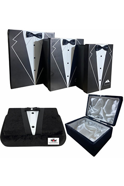 Bayguru Büyük Boy 3lü Damat Bohça Kutusu Ve Damat Sandığı(ÇEYİZ BOHÇA SETİ 4 LÜ SET)