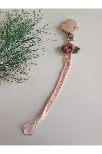 NEXT LİFE STORE Hand Knitted Rose Detailed New Series Pacifier Chain / Strap
