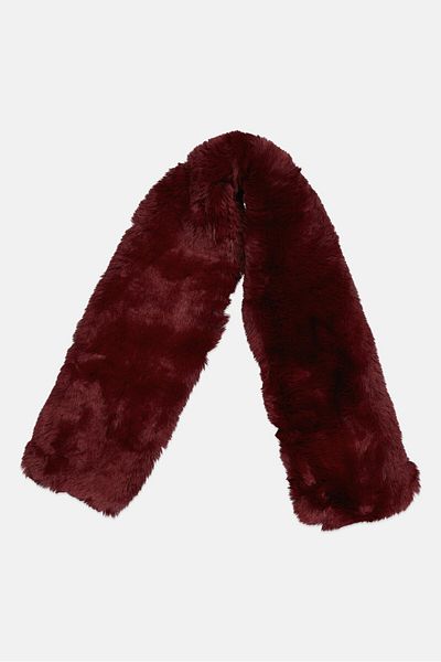 Adrienne Vittadini Women Faux Fur Scarves 120 X 20 Cm, Burgundy