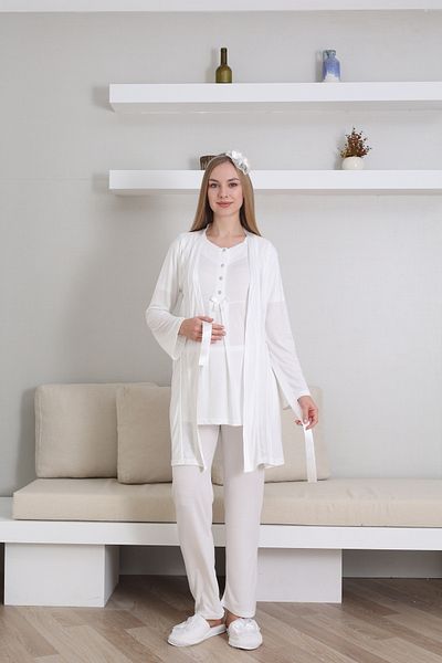 EM&FA TEKSTİL Maternity Maternity Dressing Gown Nightwear Set