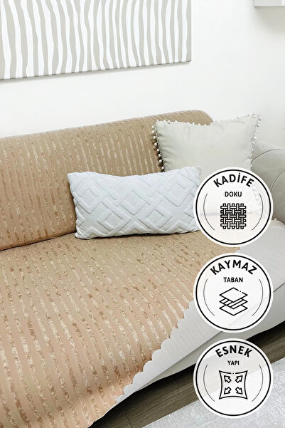 Genel Markalar Kaymaz Taban Süngerli Kadife Koltuk - Çekyat Örtüsü 170x210 - ...