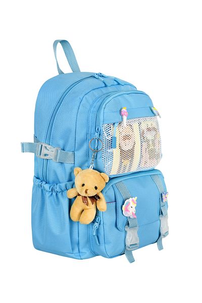 Waddell BLR-0066-3215 Rucsac și cutie de prânz pentru fete în stil coreean Kawaii cu accesorii și ursuleț