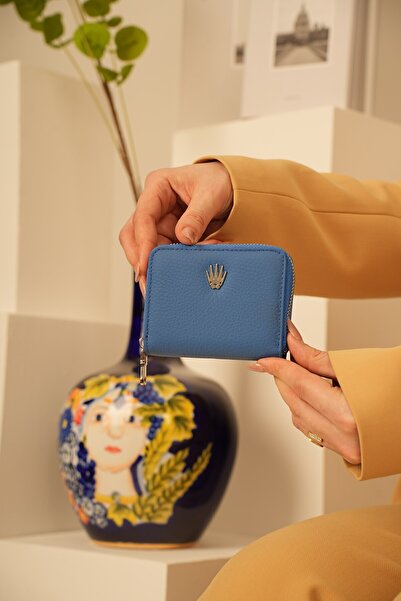 WATCHOFROYAL Lyon Mavi Hakiki Deri Cüzdan Kartlık