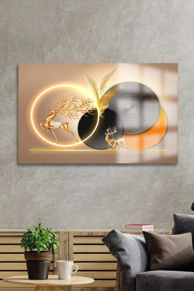 TAULART GOLD DETAYLI GEYİK SOYUT HARİKA TASARIM LÜKS KIRILMAZ CAM TABLO 4MM EV İŞ YERİ OFİS HEDİYESİ TABLO