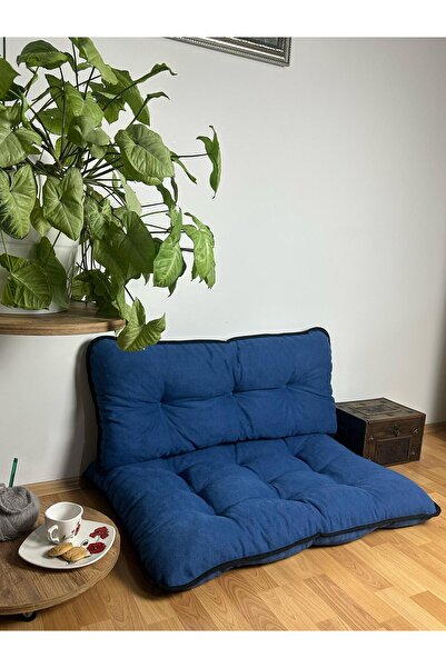 ELF CONSEPT Yer Minderi – Siyah Biyeli, Konforlu Ve Şık Tasarım Lacivert Bahç...