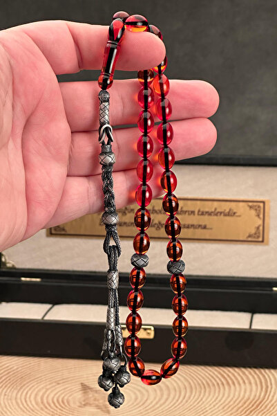 OTTOTESBİH Hediyelik Tesbih, Hızır Çakırbeyli Tesbih, 8x12mm Bal Rengi Ateş Kehribar Tesbih