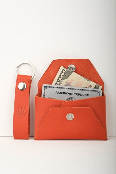 WATCHOFROYAL Berlın Turuncu Hakiki Deri Mını Cüzdan