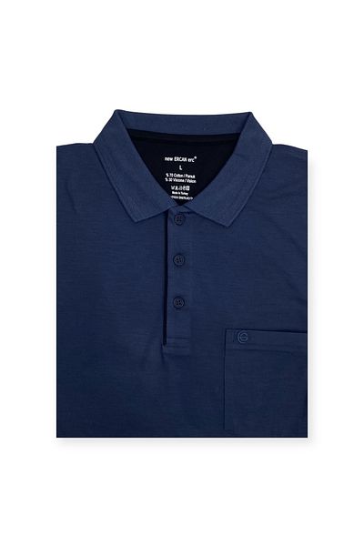 ercan triko Tricou pentru bărbați de mărime mare, cu gât polo, cu buzunar, culoare indigo