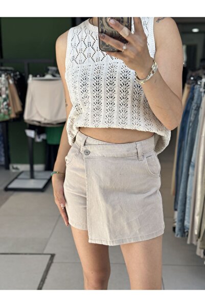 İstanbul Light Blue Side Button Covered Sort Skirt - XS