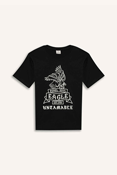 DeFacto Κοντομάνικο μπλουζάκι για αγόρια με λαιμόκοψη D9281A825SM