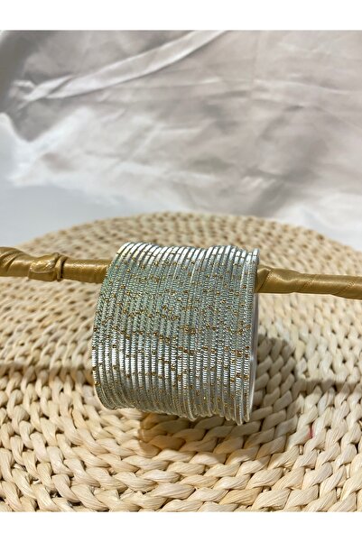 Home Şık Nervürlü Alüminyum Hint Bilezik Seti – 24’lü Parlak Detaylı - 2.10 B...