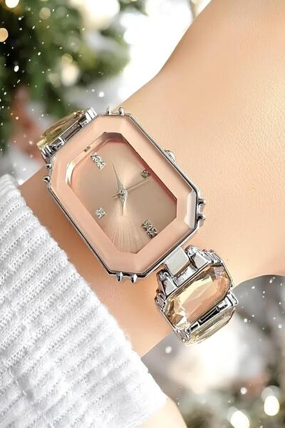 shop ساعة يد نسائية أنيقة بقرص مستطيل أنيق من حجر الراين