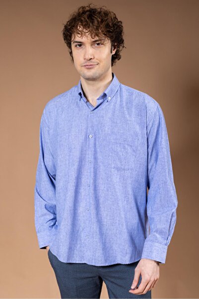 Mutlu City Чоловіча сорочка з довгими рукавами, класичний крій, прямий силует, з рукавами з манжетами, з натуральної бавовни, 8190