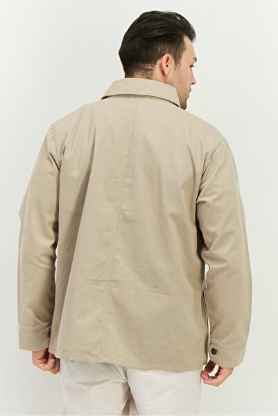 French Connection Men Solid Denim Jacket, Beige