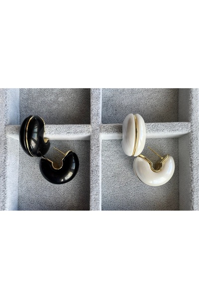 Gozibygoz Ecru Hoop Thick Earrings