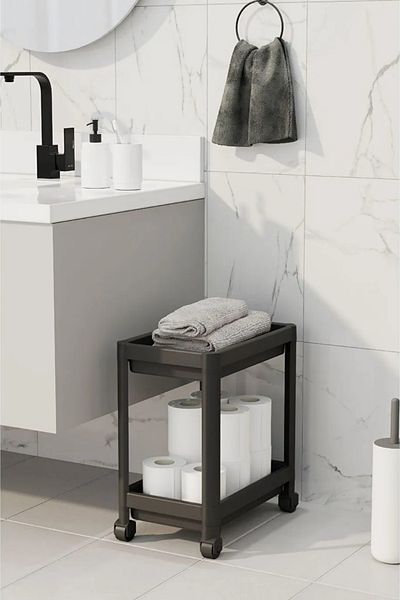 Hesaplı Kasa Black Undercounter Shelf Unit with Wheels