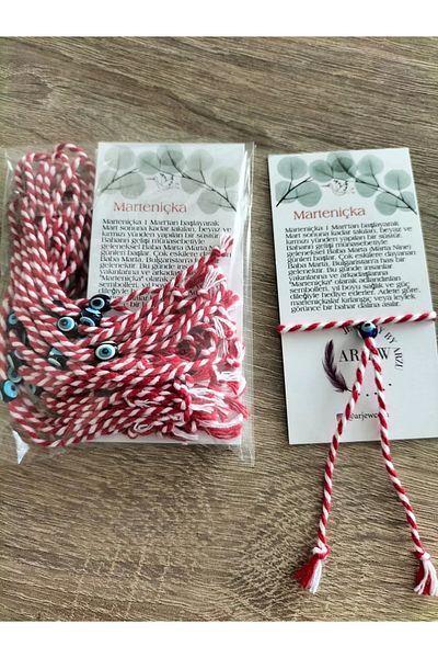 Arjew 10 Pieces of Gift Distribution Special Message Card Evil Eye Beaded Marteniçka Bracelet