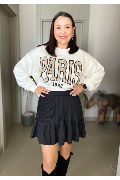 Butik PİLELİ BELİ LASTİKLİ SİYAH ŞORT ETEK