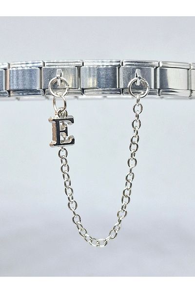 RoseCo00 1 Italian Bracelet Charm with Letter E Chain