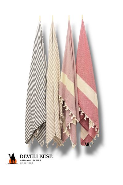 Develi Bamboo-Cotton Bath Beach Peshtemal 1 Piece Striped Black Develikese