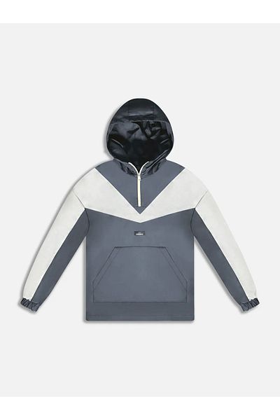 OHEPMODA Αδιάβροχο επένδυση εσωτερικά Διπλό Χρώμα Καγκουρό Τσέπη με κουκούλα Λεπτό αδιάβροχο