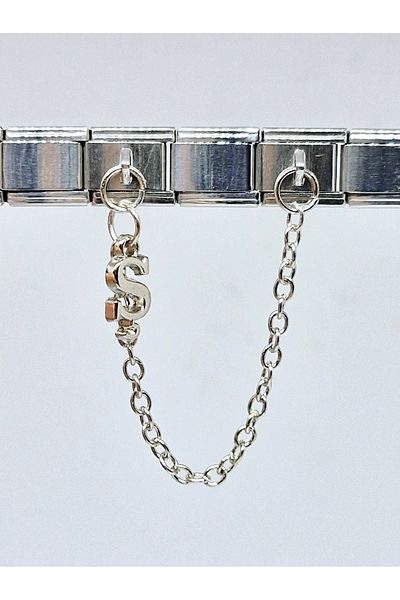 RoseCo00 1 Italian Bracelet Charm with Letter S and Chain