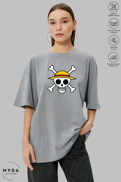 Nyda Collections Unisex Crew Neck One Piece εμπριμέ βαμβακερό μπλουζάκι με κοντό μανίκι