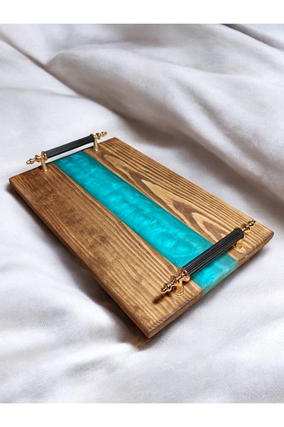websunday Handmade Epoxy Natural Wood Tray, Promise Tray, Coffee Presentation Tray