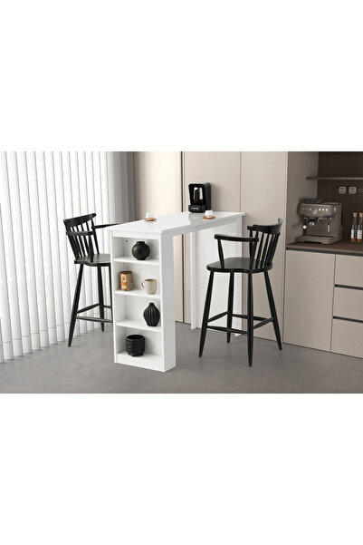 Viento Mobilya Forsa Beyaz Renk Sabit 120X50 Masa 4 Kişilik Siyah Ahşap Diva ...