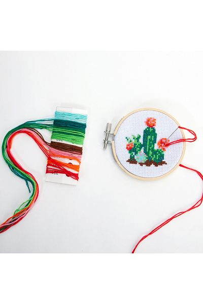 Kikkerland Mini Set de Broderie in Cruciulita – Cactus