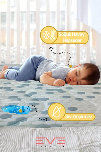 Eve Tekstil Liquid Proof Mattresses and Baby Pillow Set with Fever Reducer and Cold Weather Prevention Corner Elastic
