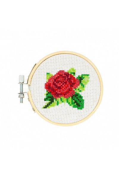 Kikkerland Mini Cross Stitch Embroidery Set - Rose