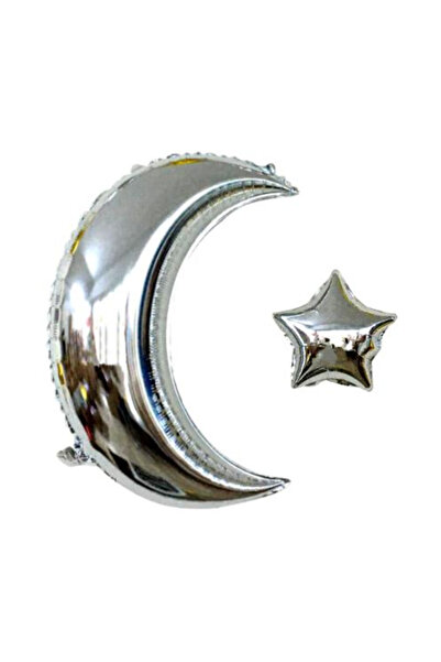 SURPRISE PARTY STORE Ramazan Ayı Bayramı Gümüş Renk Ayyıldız Yarım Hilal Yıld...