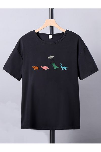 uyguntarz Kinder-T-Shirt aus Baumwolle mit Dinosaurier-Aufdruck