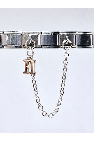 RoseCo00 Italian Bracelet Charm with Letter H Chain 1 Piece