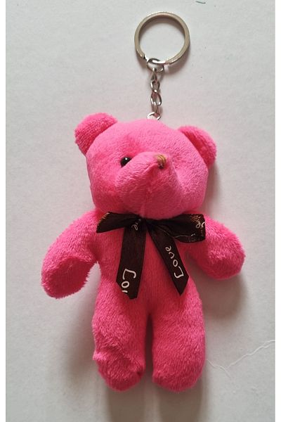 Mahi Max Plush Teddy Bear Keychain with Pink Bow Tie 12cm