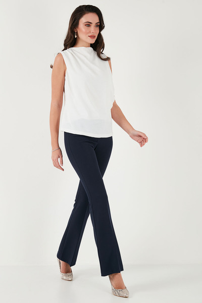 Lela Bluză slim cu guler vertical cu umeri BLUZĂ 6527836