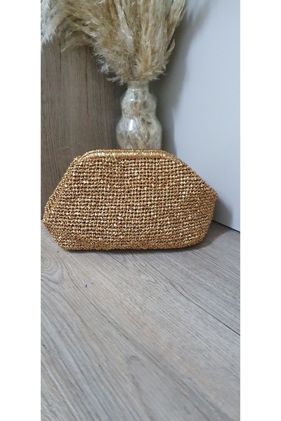 Knittingworld Clutch çanta abiye çanta gece çantası metalik çanta