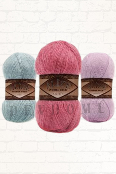 devhome Alize Angora Gold Simli Fire de tricotat manual Țesătură de lână Simli pentru vesta 4 buc