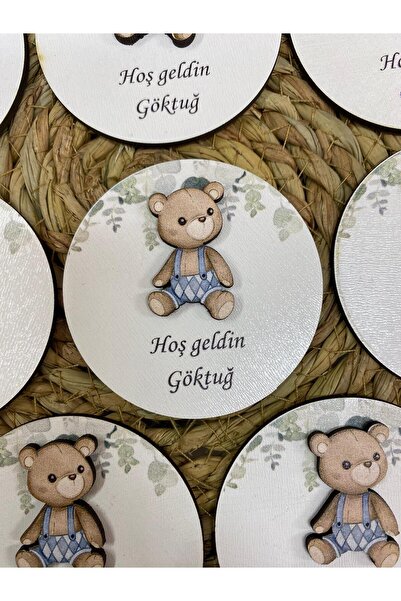 FORONEUS Tulumlu Ayıcık Figürlü Ahşap Bebek Magnet 20 Adet